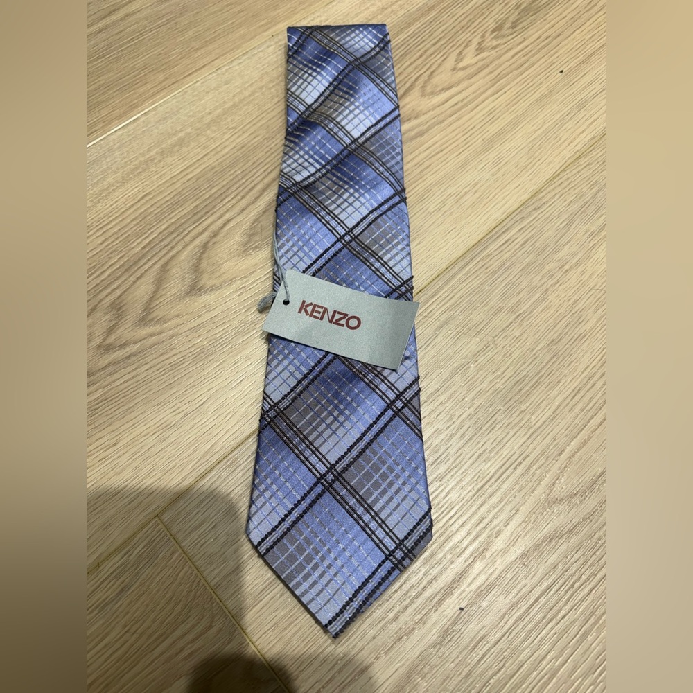 NWT Kenzo Lavender and Black Checkered Tie
